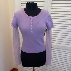Lavender Cashmere Button-Up Women's Top
